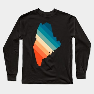 Maine State Retro Map Long Sleeve T-Shirt